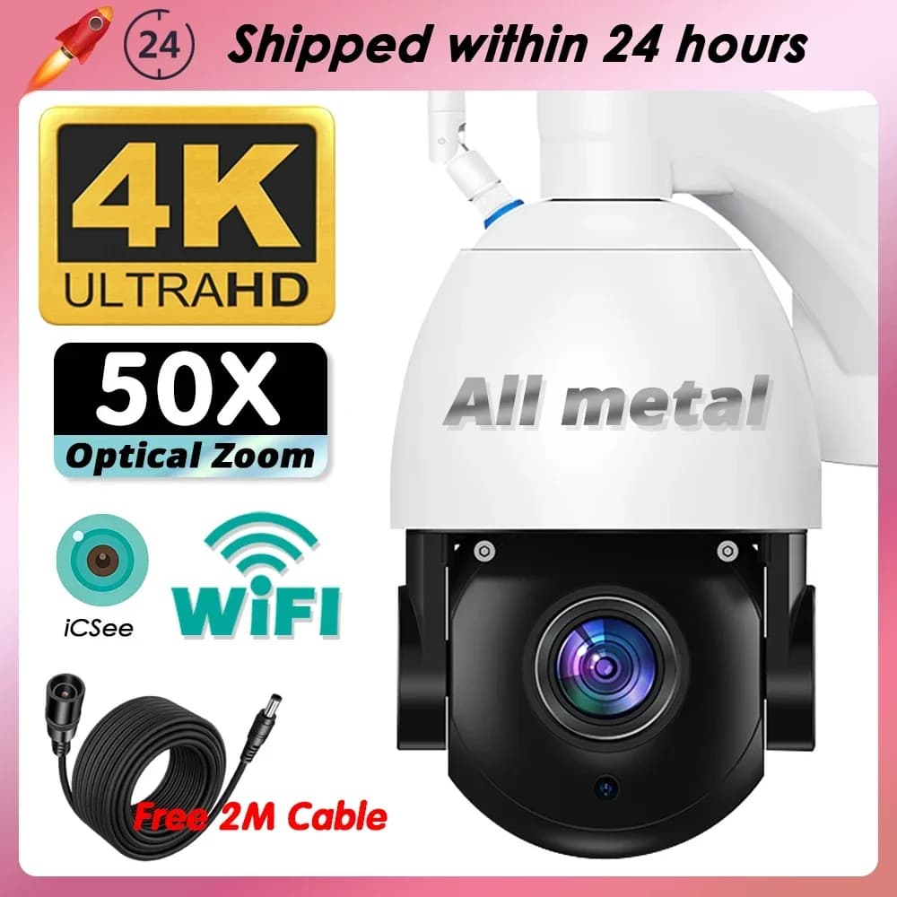 Real 4K Video Surveillance IP Camera WiFi Wireless CCTV PTZ Zoom Optical 50X 8MP Smart IP Security Camera ICSEE