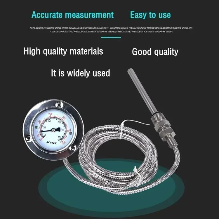 Termometro a pressione assiale in acciaio inossidabile WTZ-63 con bordo, lunghezza linea 3 m, filettatura 1/2, sonda 10*100 mm. C