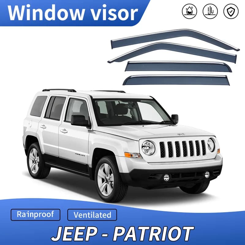4 Pezzi per JEEP Patriot 2011-2017, Deflettori per Finestrini Auto, Tendine Parasole e Antipioggia per Finestrini Laterali, Accessori Auto