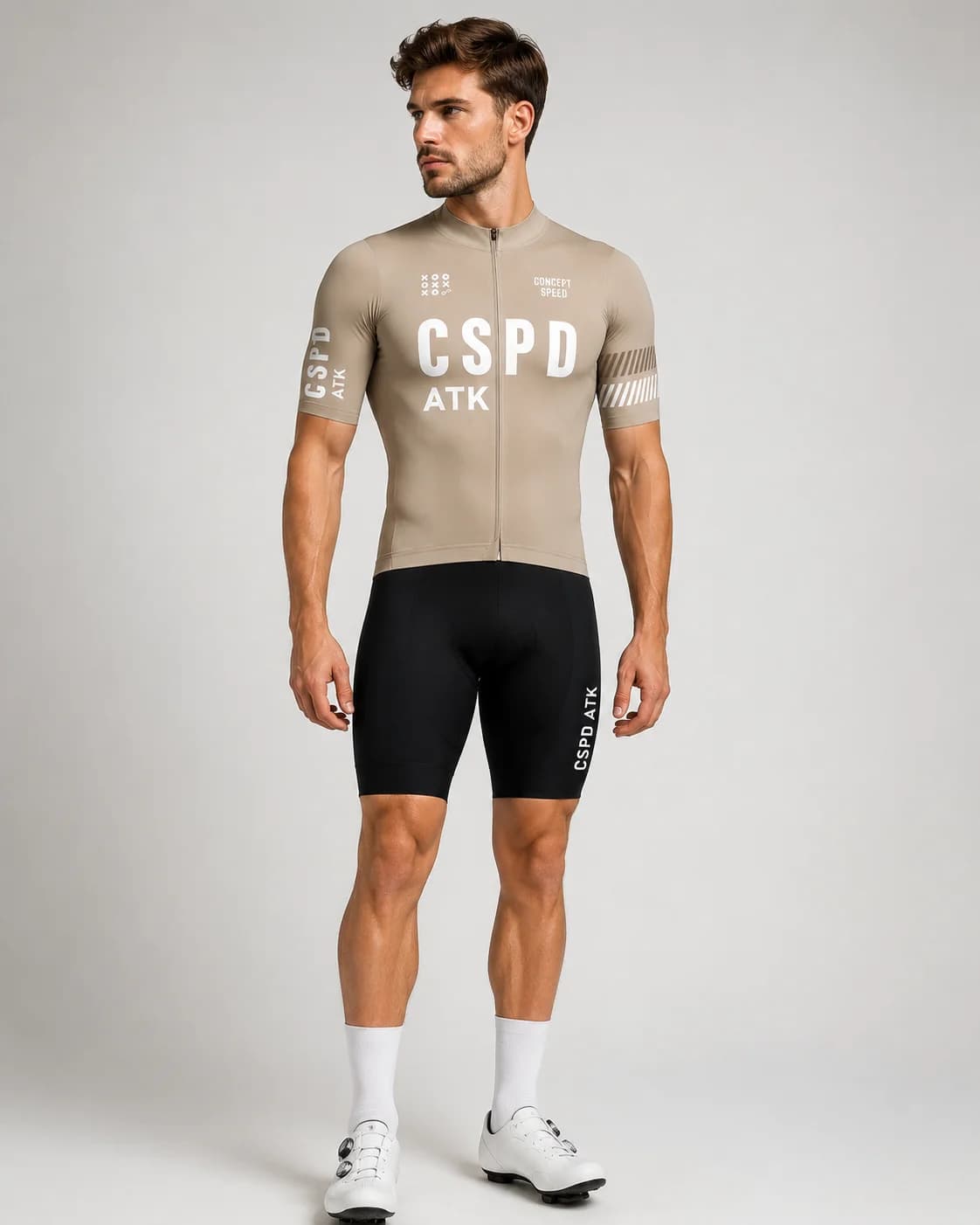 Set di abbigliamento sportivo da ciclismo CSPD ATK da uomo, maglia da ciclismo estiva leggera, con cuscino in spugna, tuta da ciclismo MTB