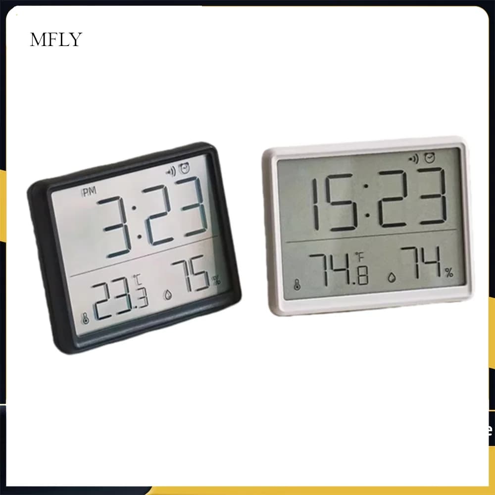 3.7 Inch Large LCD Digital Wall Clock Temperature Humidity Calendar Magnetic Mount Alarm Clock For Home Use