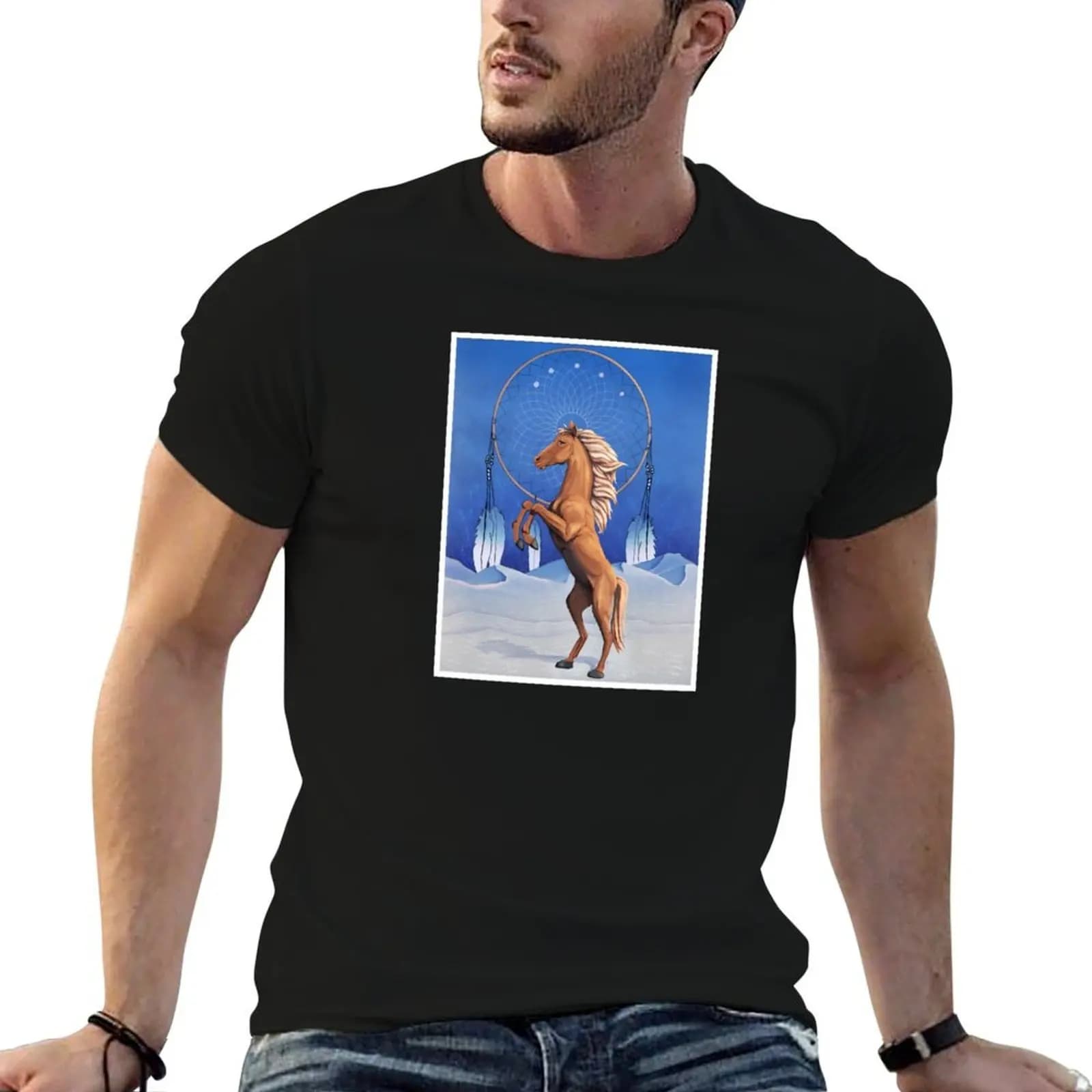 Dream catcher horse T-Shirt customs tees plain t shirts men