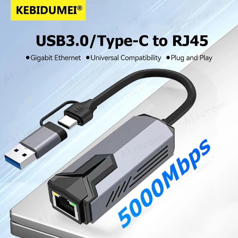 Adattatore per scheda di rete cablata da 5 Gbps USB tipo C a RJ45 LAN USB-C Hub convertitore Ethernet per laptop Win 11 Supporta 5G/2.5G/1G/100M