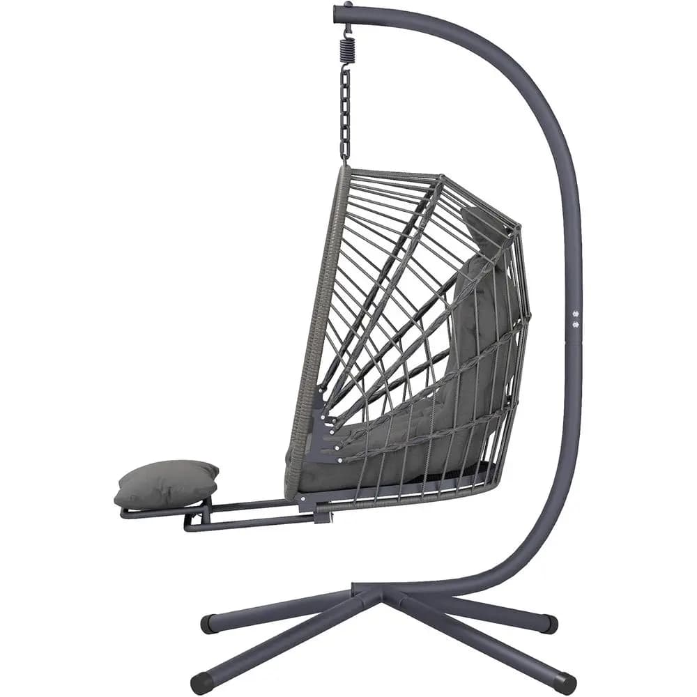 Outdoor Swing Egg Chair with Stand, Comfortable Patio Hammock, Hanging Rocking Egg Chair with Cushion for Indoor or Outdoor Use,
