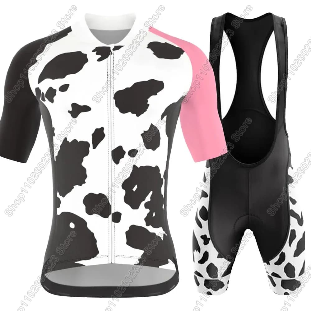 Cartoon Anime Cow 2025 Maglia da ciclismo Set Abbigliamento da bicicletta estivo Camicie da bici da strada Completo da bicicletta Pantaloncini con bretelle MTB Ropa Maillot