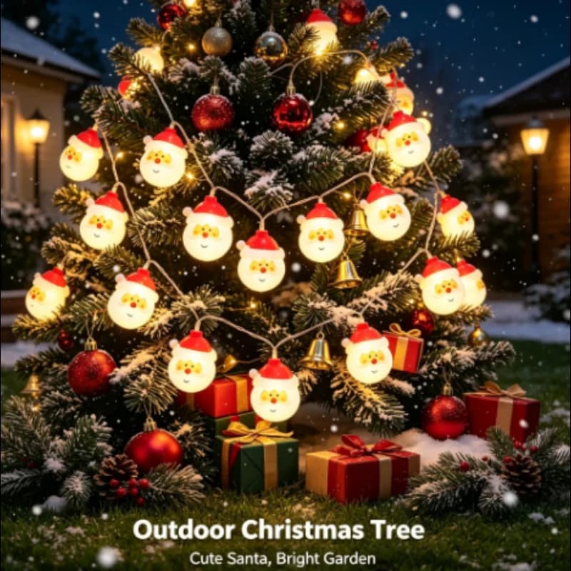 Decorative Lights Fairy Battery Operated Santa Claus 10 LED Warm White 1.5M Garland Christmas for Outdoor Garden Window Decor