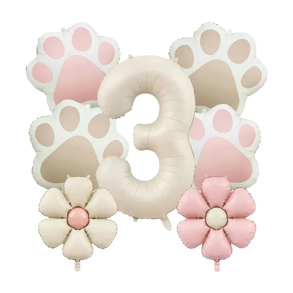 1 set da 18 pollici rosa crema margherita zampa di cane pellicola di alluminio crema numero palloncino buon compleanno decorazioni di nozze forniture per baby shower regali