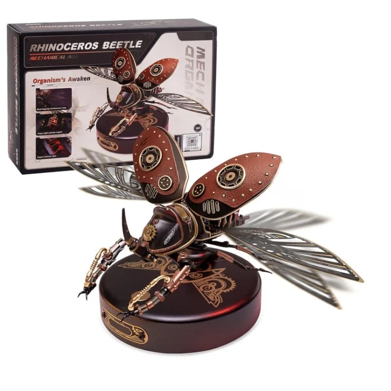 Robotime Rokr Rhinoceros Beetle Kit di costruzione di modelli Puzzle meccanici 3D Giochi Compleanno Facile montaggio Giocattoli di design meccanico -