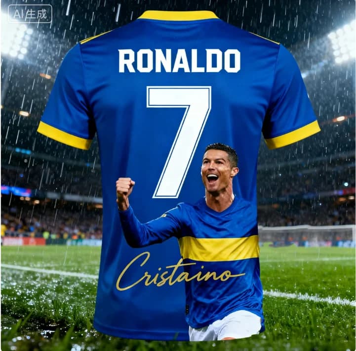 Nuova Maglia da Calcio Ronaldo 7 ChatGPT AI Edizione Fan 2026, Top Estivo da Allenamento per Bambini e Adulti, Abbigliamento Sportivo Traspirante