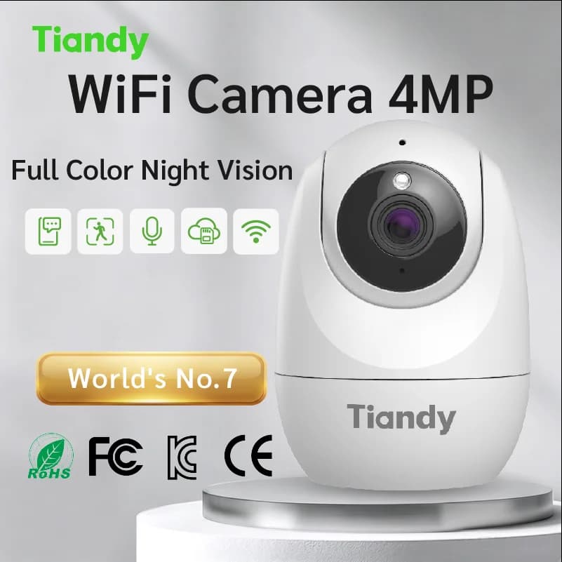 Tiandy 4MP Security Camera Indoor WiFi Night Vision Human Detection Two-way Audio Cloud Storage for Baby Elderly Pet Monitor