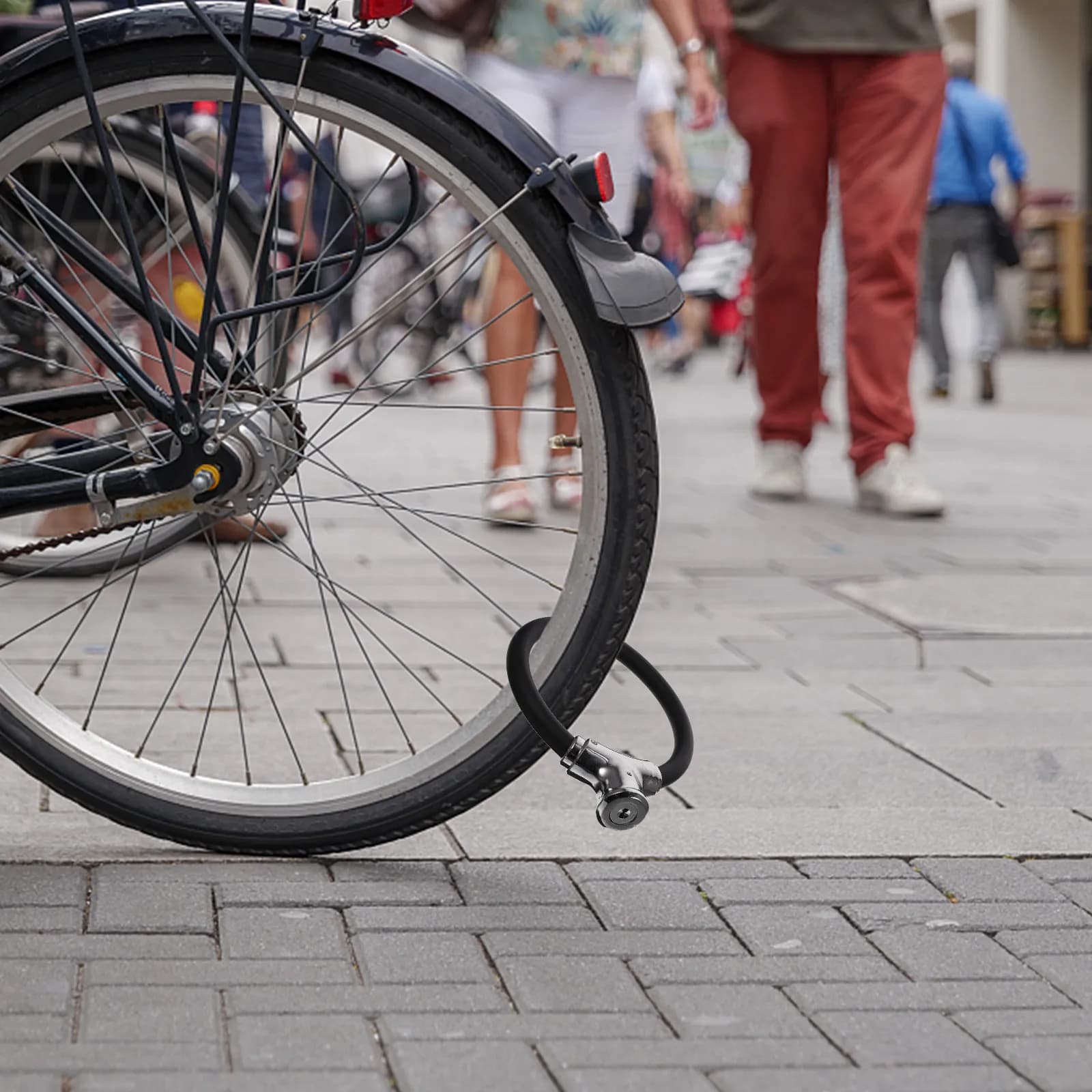 Set di Lucchetto a Catena Colorato per Bicicletta, Antifurto Portatile per Ciclismo all'Aperto, Catena Rinforzata con 2 Componimenti