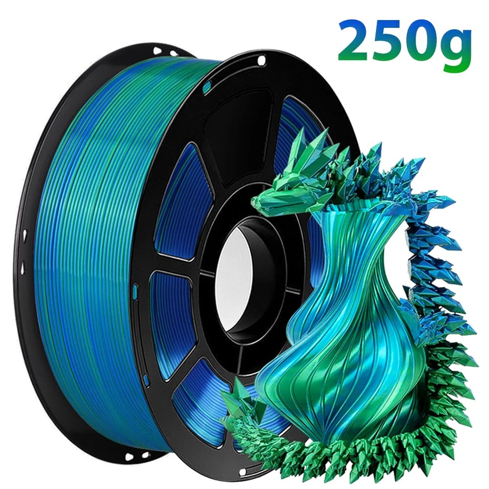 3D Printer Filament 250g PLA silk blue green Filament 1.75mm Dimension Accuracy +/- 0.02mm, 3D Printing Filament Two tone silk blue green pla