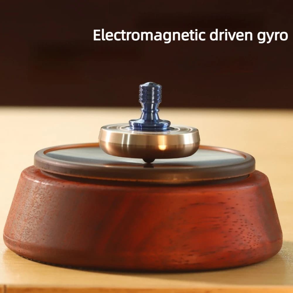 SGEDC Electromagnetically Driven Walnut Wood Infinitely Rotating Electric Fidget Spinner Desktop Decompression Toy