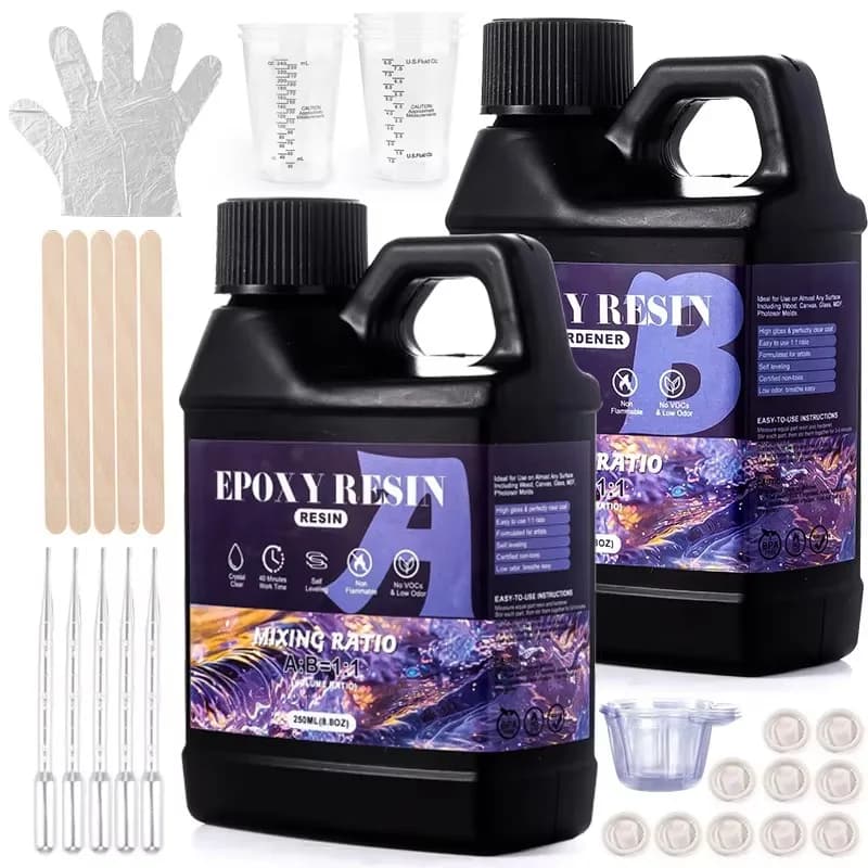 Kit in resina epossidica 1:1 Easy Mix, trasparente, non ingiallimento, senza bolle, resina autolivellante e di rivestimento per la creazione di gioielli fai da te