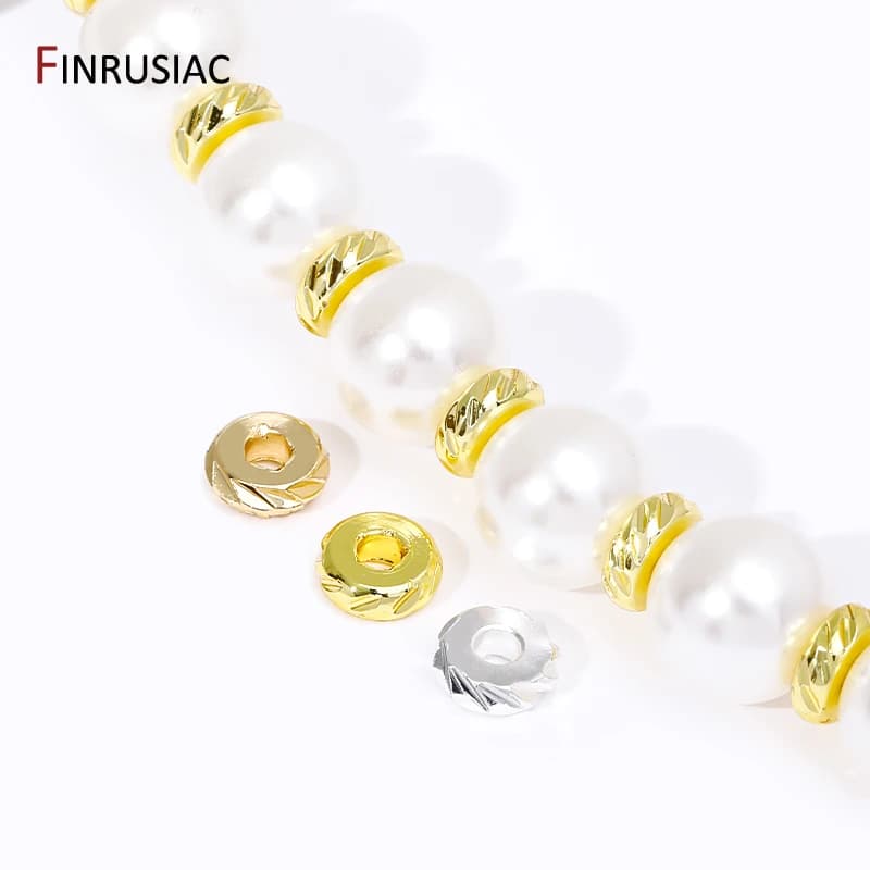 Perline distanziatrici piatte con struttura in ottone placcato oro 14/18K, perline sfuse 3/4/5/6/8mm per accessori per la creazione di gioielli con collana braccialetto fai da te