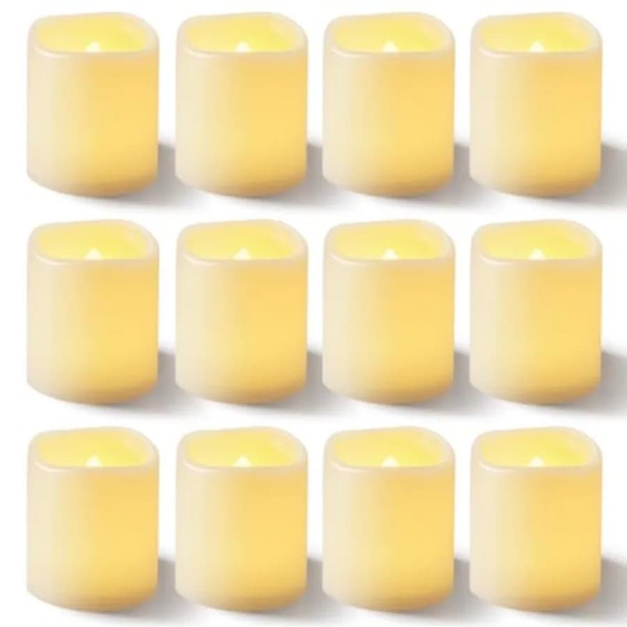 Candele Votive Senza Fiamma Sfarfallanti, Candele Elettriche Finte con Durata Oltre 200 Ore, Tealight a LED a Batteria per Matrimoni, Esterni, Tavoli