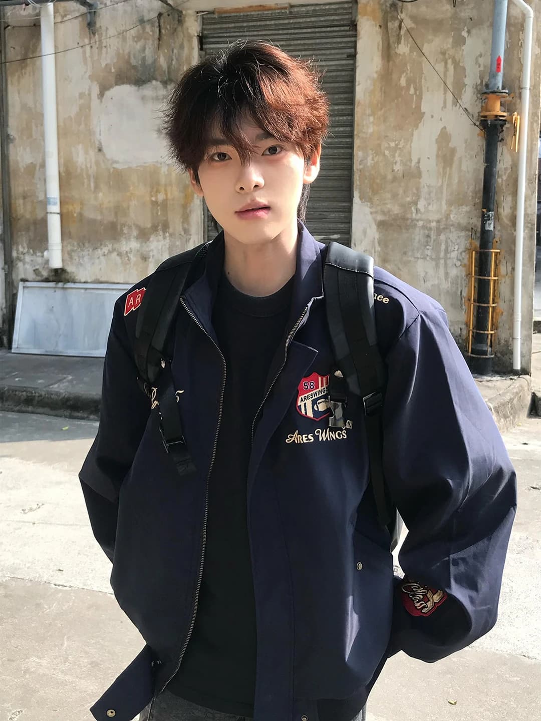 Cleanfit American Style Flight Jacket Men's Short Embroidery Baseball Shirt Spring Season Qing Color Stand Collar Outerwear