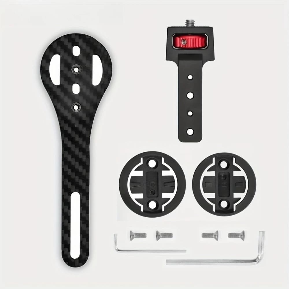 Integrated support for T800 carbon fiber handlebar for bicycle computer, compatible with action camera panoramic with 1/4 interface.