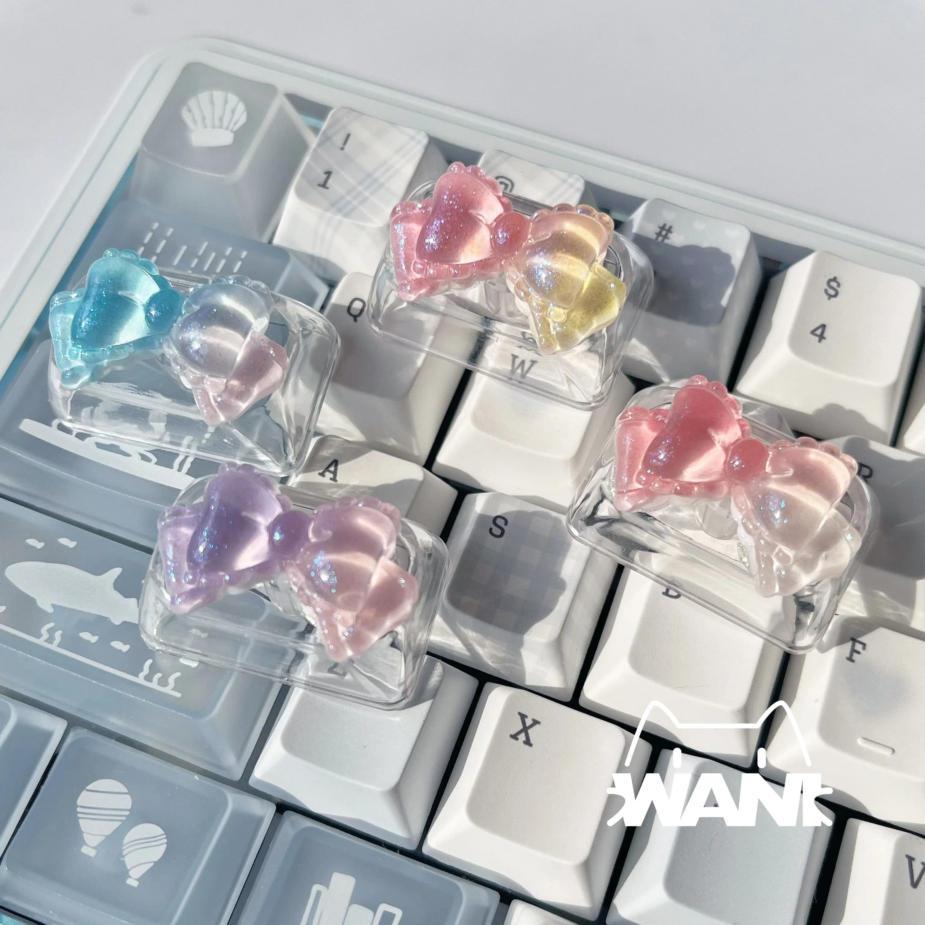 Keycap 1.5u TAB personalizzato fai da te con fiocco carino, retroilluminazione trasparente per tastiera meccanica Cherry MX, RGB, regalo singolo