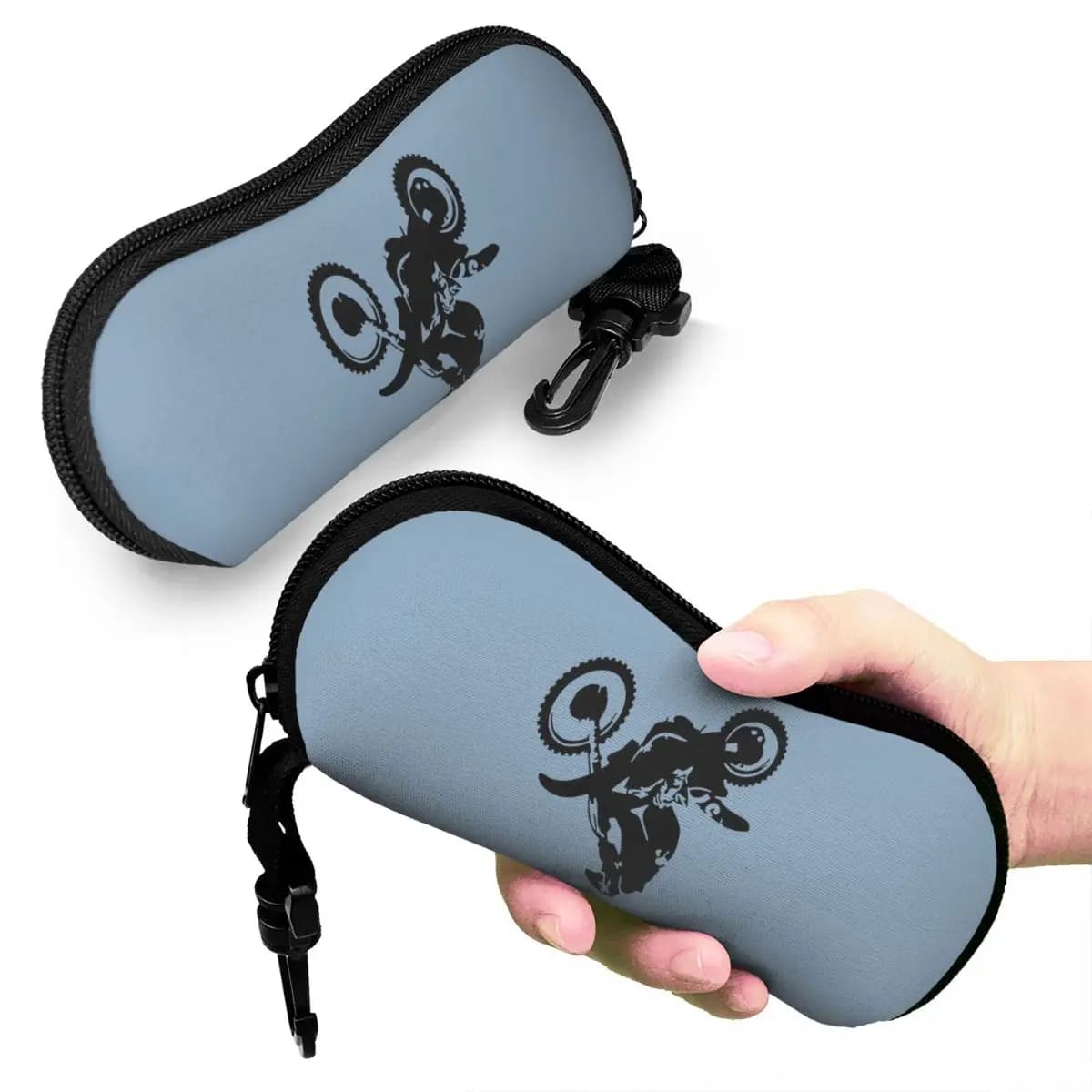 Moto X Dirt Bike Monotone Vector Art Shell Custodia per occhiali Custodia protettiva per occhiali da sole Donna Uomo Custodia morbida per occhiali
