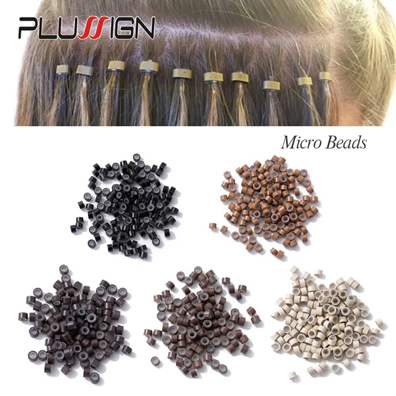 Plussign 100 pezzi di perline in Silicone per microoring dei capelli per estensioni dei capelli tubo Micro Link professionale 5Mm * 3Mm * 3Mm Micro perline
