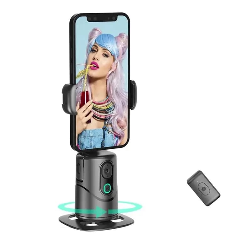 Supporto per telefono con tracciamento automatico del viso ABZZ - Nessuna app richiesta, rotazione a 360° ° Supporto Rotante per Fotocamera Smartphone con Telecomando e Controllo Gestuale