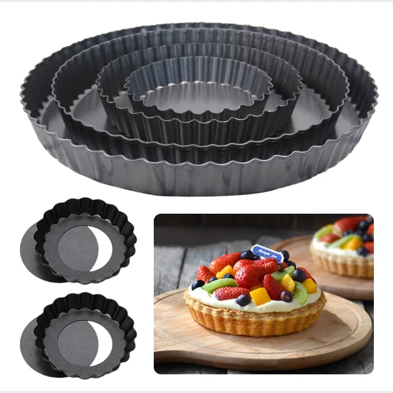 Teglia da forno 4/6/8/9 pollici rimovibile fondo allentato rotondo Bakeware acciaio al carbonio utensili da cucina per crostata di uova piatto per torta TMZ