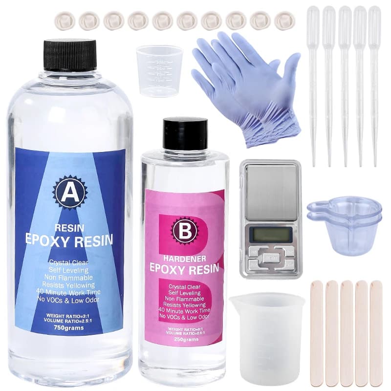 Kit in resina epossidica cristallina, facile da mescolare, resina AB con bastoncini, tazze e guanti graduati per la creazione di gioielli, artigianato artistico fai-da-te
