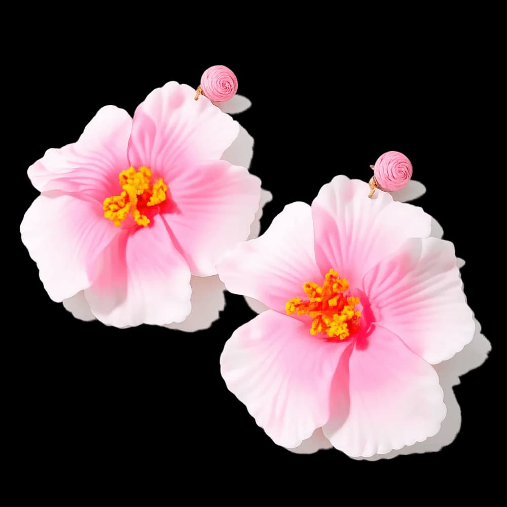 Sweet Fabric Flower Earrings Colorful Big Floral Pendant Earrings Jewelry Accessories Cloth Beach Drop Earrings Women
