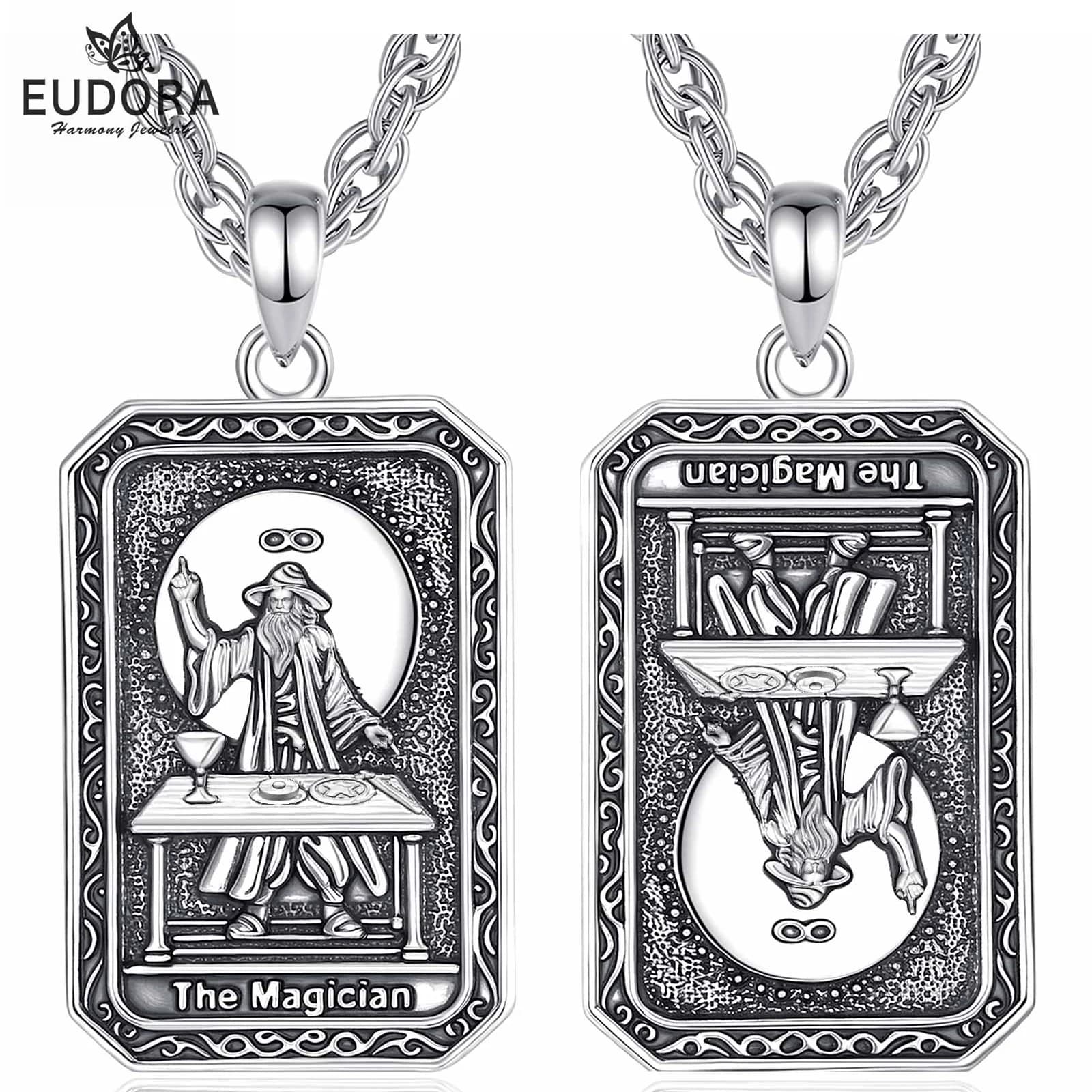 Eudora Collana di carte dei tarocchi in rame Il mago Amuleto Vintage Arcana maggiore Divinazione Ciondolo Gioielli spirituali Regalo per unisex