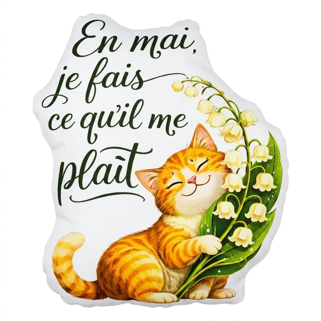 In May I Do What I Like It - Gift Woman Cat Lily of the Valley Plush Pillow Cushion Stuffed Throw Pillow Home Decor Gift Sofa