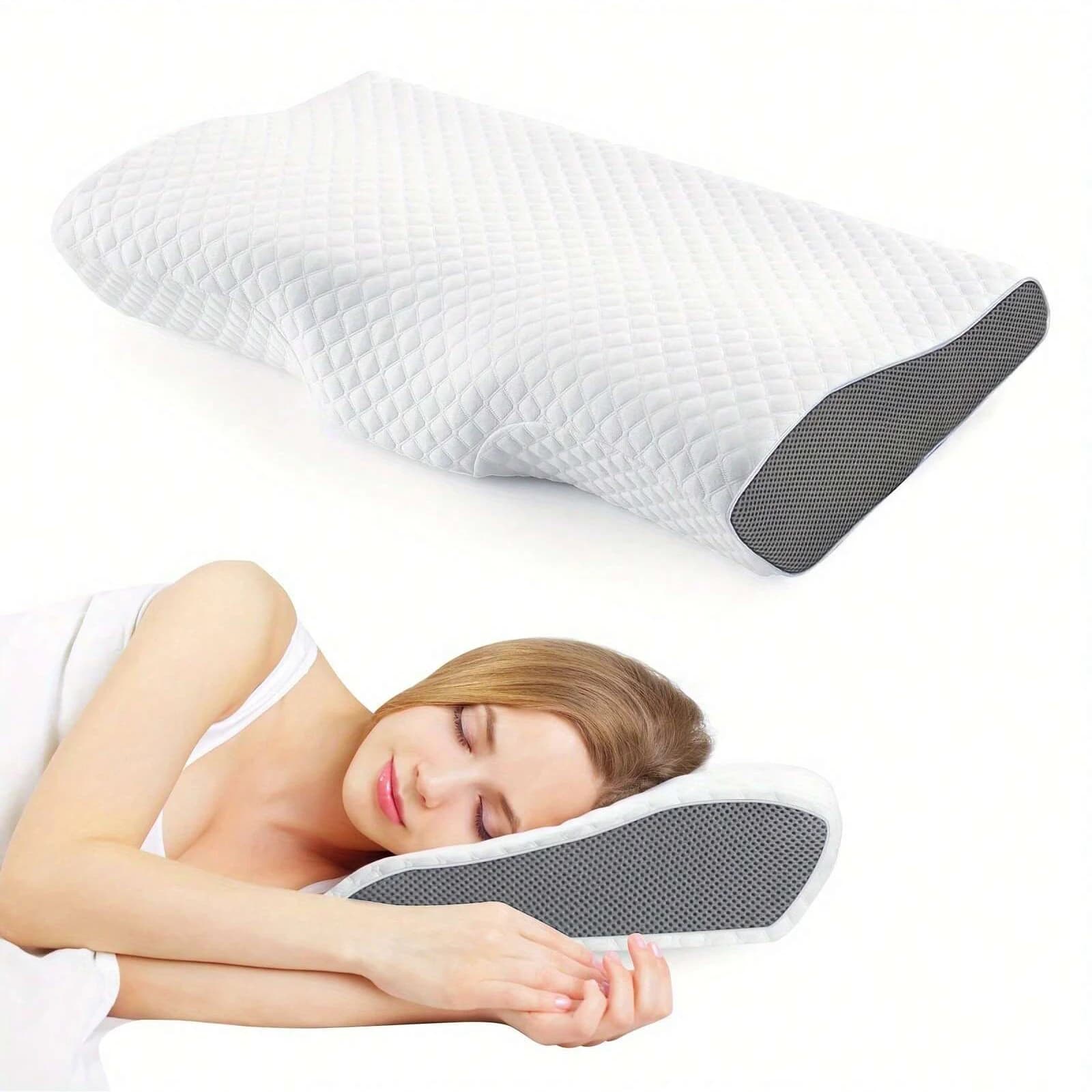 Cuscino in memory foam da 1 pezzo, cuscino per dormire su un fianco, sulla schiena e sullo stomaco, cuscino di supporto sagomato per il collo che migliora il sonno