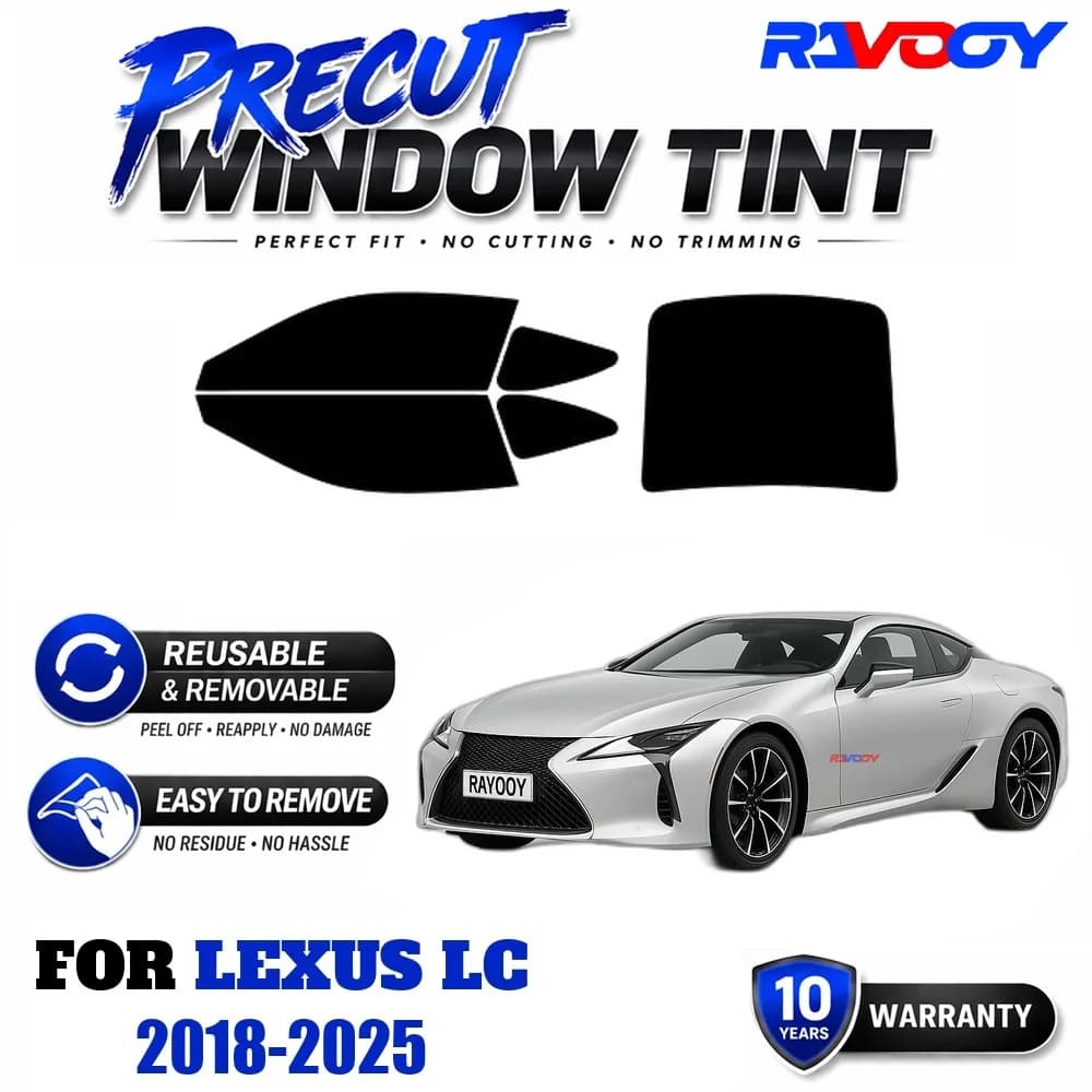 RAVOOY Precut Window Tint, Reusable Removable EPU Film, Custom Fit for Lexus LC 2018-2025, UV Heat Protection