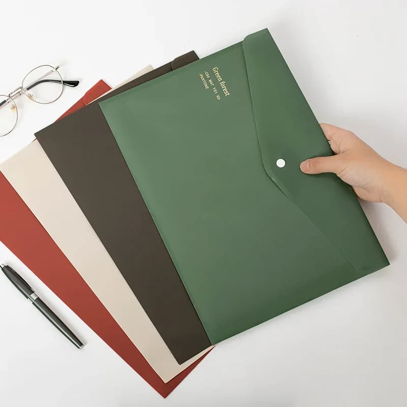 1 pz borsa per documenti in PP a colori retrò borsa con fibbia A4 cartella di archiviazione classificazione dei soggetti borsa per documenti in carta di prova per studenti