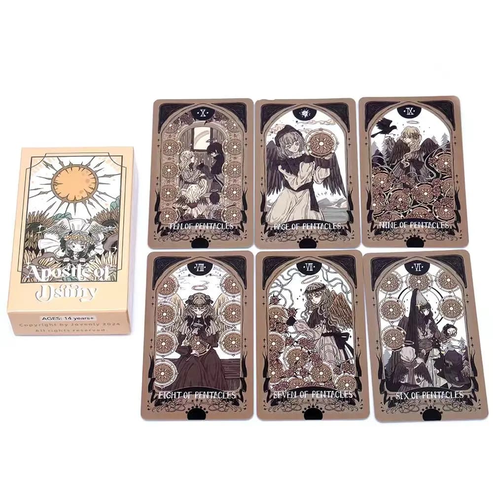 Apostolo del destino Mazzo di tarocchi 78 pezzi Carte dei tarocchi dei cartoni animati basate sul sistema originale Rider Waite Gioco da tavolo Carte Oracle Gioco di società