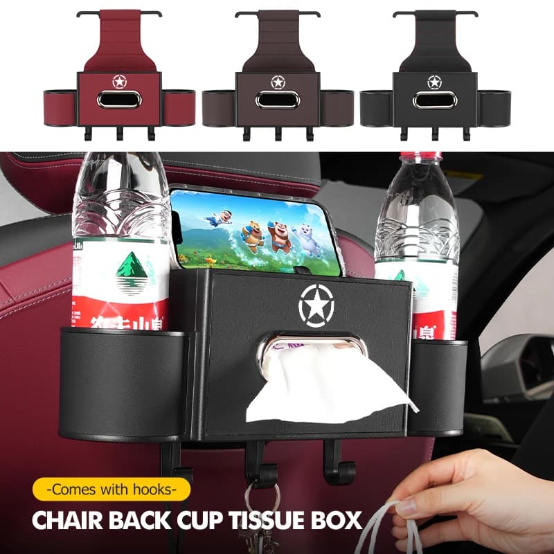 Car Seat Back Storage Pocket Tissue Box Phone Holder Organizer For Jeep Patriot Renegade Wrangler JK JL Liberty Trailhawk
