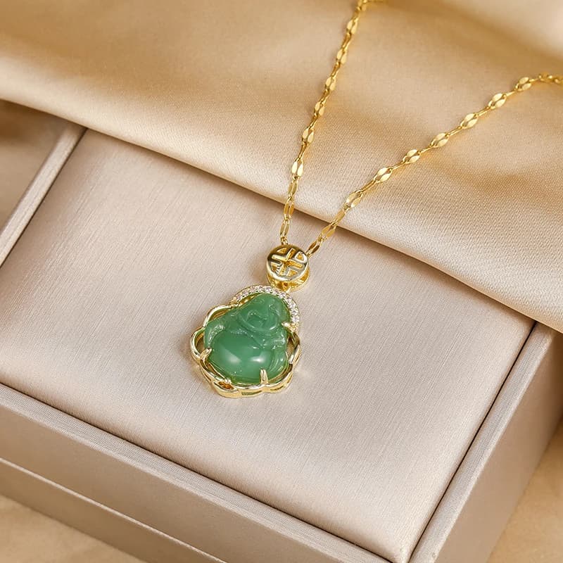Novità nella guardia sicura Lucky Maitreya Buddha Ciondolo Collane in acciaio inossidabile per le donne Gioielli regalo di compleanno femminile in stile vintage