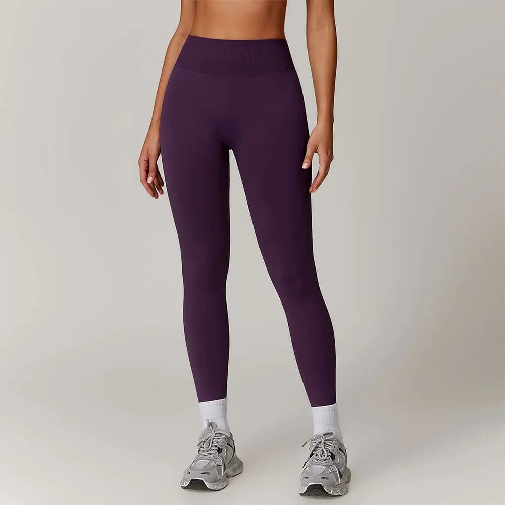 Leggings fitness a costine Collant sportivi a vita alta da donna Leggings yoga senza cuciture Palestra Jogging Pantaloni slim push up ad asciugatura rapida da corsa
