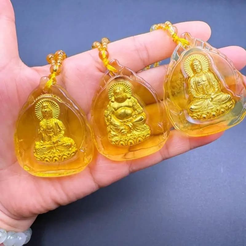 Classica collana cinese con ciondolo Guanyin intarsiato in cristallo giallo, gioielli alla moda, amuleto portafortuna, regali per donne e uomini