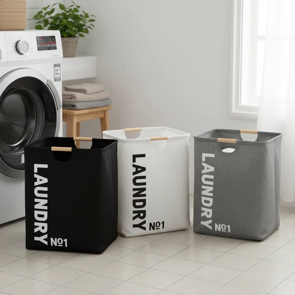 Large Bedding Basket Clothes Basket For Clothes Basket Folding Bed linen Basket with Handle Cotton Fabric Clothes Container for Toys