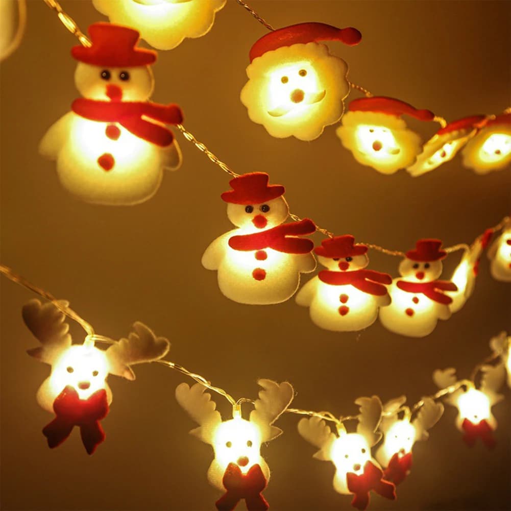 Christmas String Lights, 10 LED Snowman Fairy Lights Battery Operated Garland Curtain String Light for Xmas Party New Year Decor