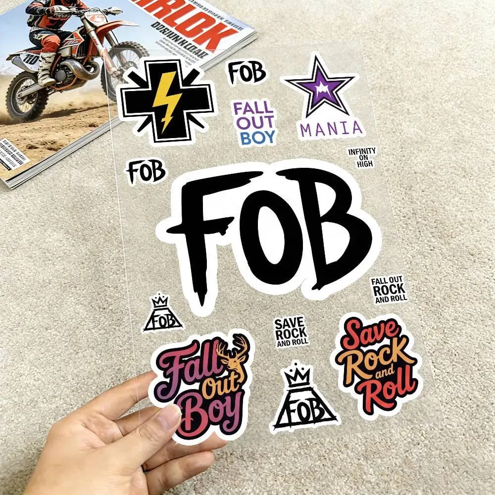 Poster F-al-l Ou-t Bo-y Reflective Motorcycle Stickers, 3M Safety Warning At Night In The Dark Scooter Helmets