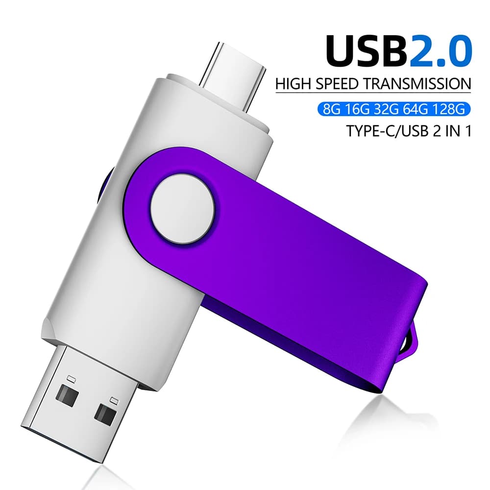 Tipo-C Viola Clip USB Flash Drive Dispositivo di archiviazione dati Memory Stick portatile 4 GB 8 GB 16 GB 32 GB 64 GB 128 GB Pen driver
