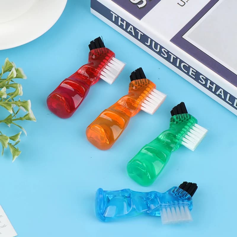 Spazzola per la pulizia della protesi setole e manico ergonomico in gomma setole multistrato spazzolino per denti finti strumento per l'igiene orale