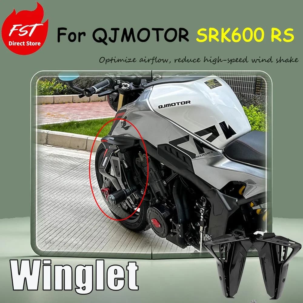 For QJMOTOR SRK600 RS special modification accessories: fixed airfoil, side airfoil, spoiler, and diffuser cover