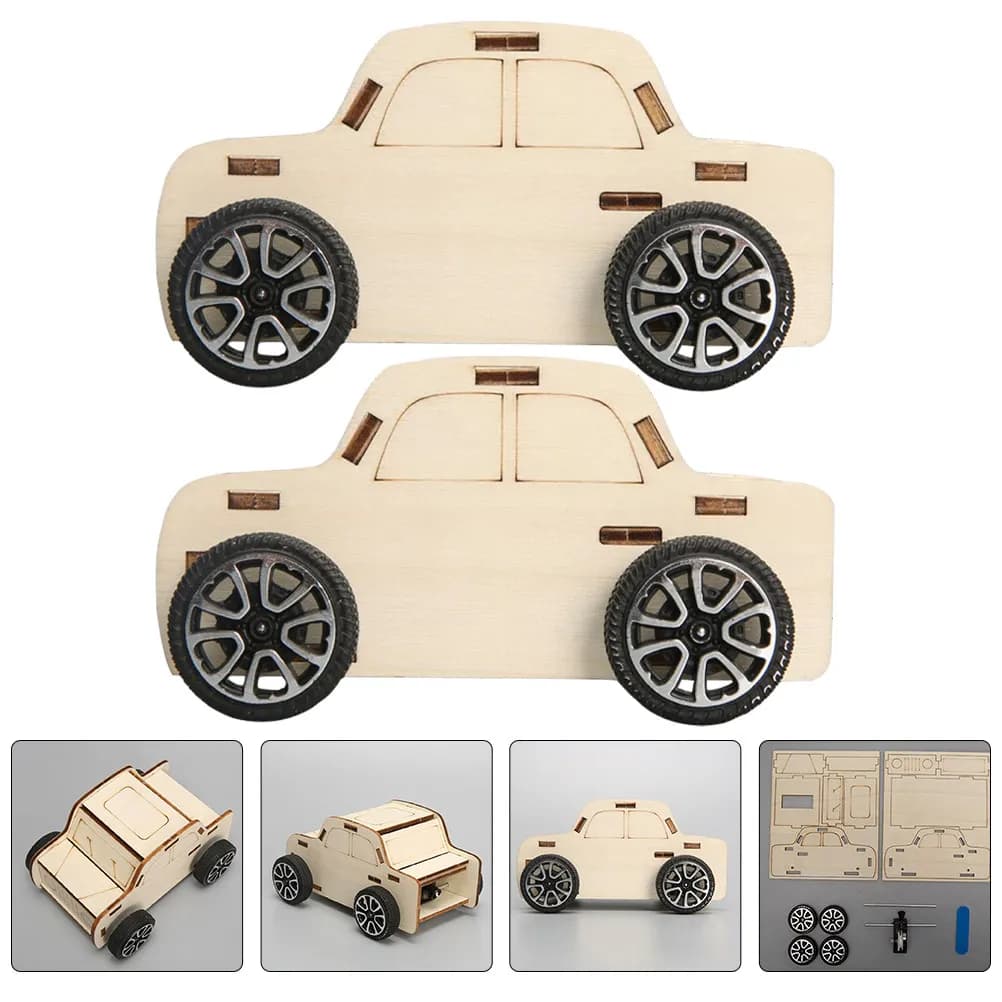Kit di Montaggio Veicoli in Legno 2 Pezzi, Pannelli Pre-Tagliati Facili da Usare per Mani Piccole, Materiale per Esperimenti Scientifici, Artigianato Educativo STEM per Bambini