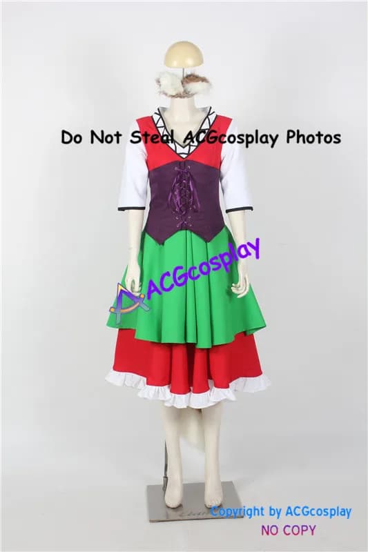 Costume Cosplay Holo di Spice and Wolf acgcosplay Include Coda Grande in Pelliccia e Orecchie in Pelliccia