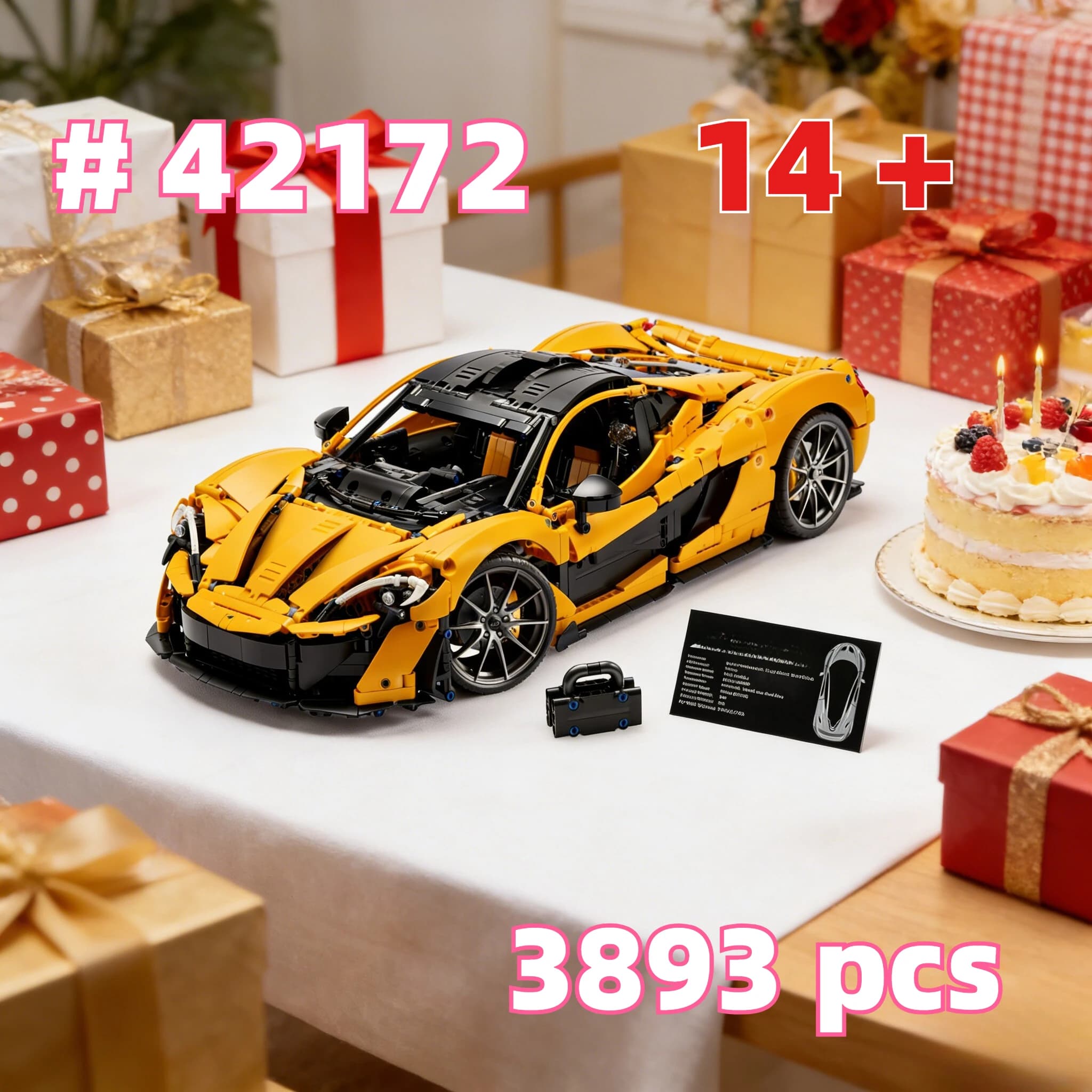 Set di blocchi da costruzione per auto sportiva Mechanical Group P1 42172, adatti come regali di compleanno, compatibili con le particelle Lego, 3893 pezzi.