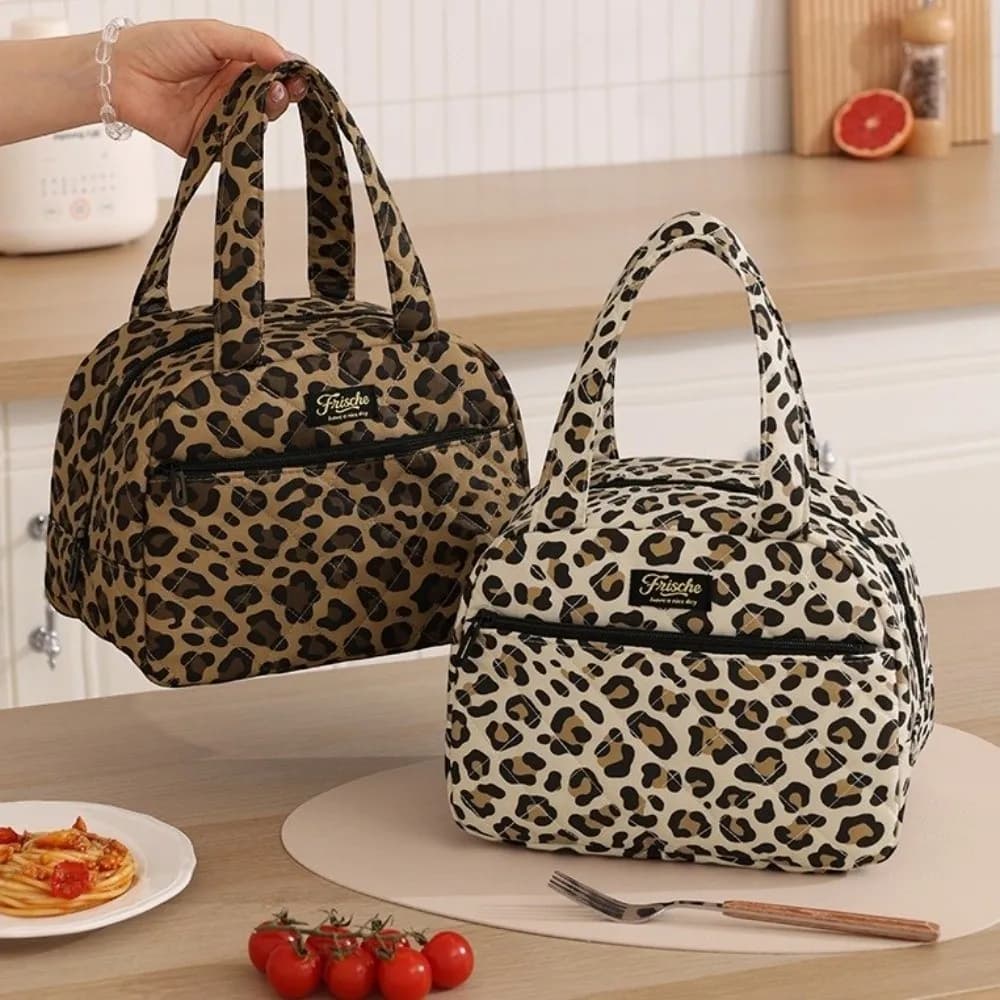 Durable Polka Dots Insulated Lunch Bag Portable Large Capacity Lunch Tote Bag Thickened Reusable Food Container Bag School