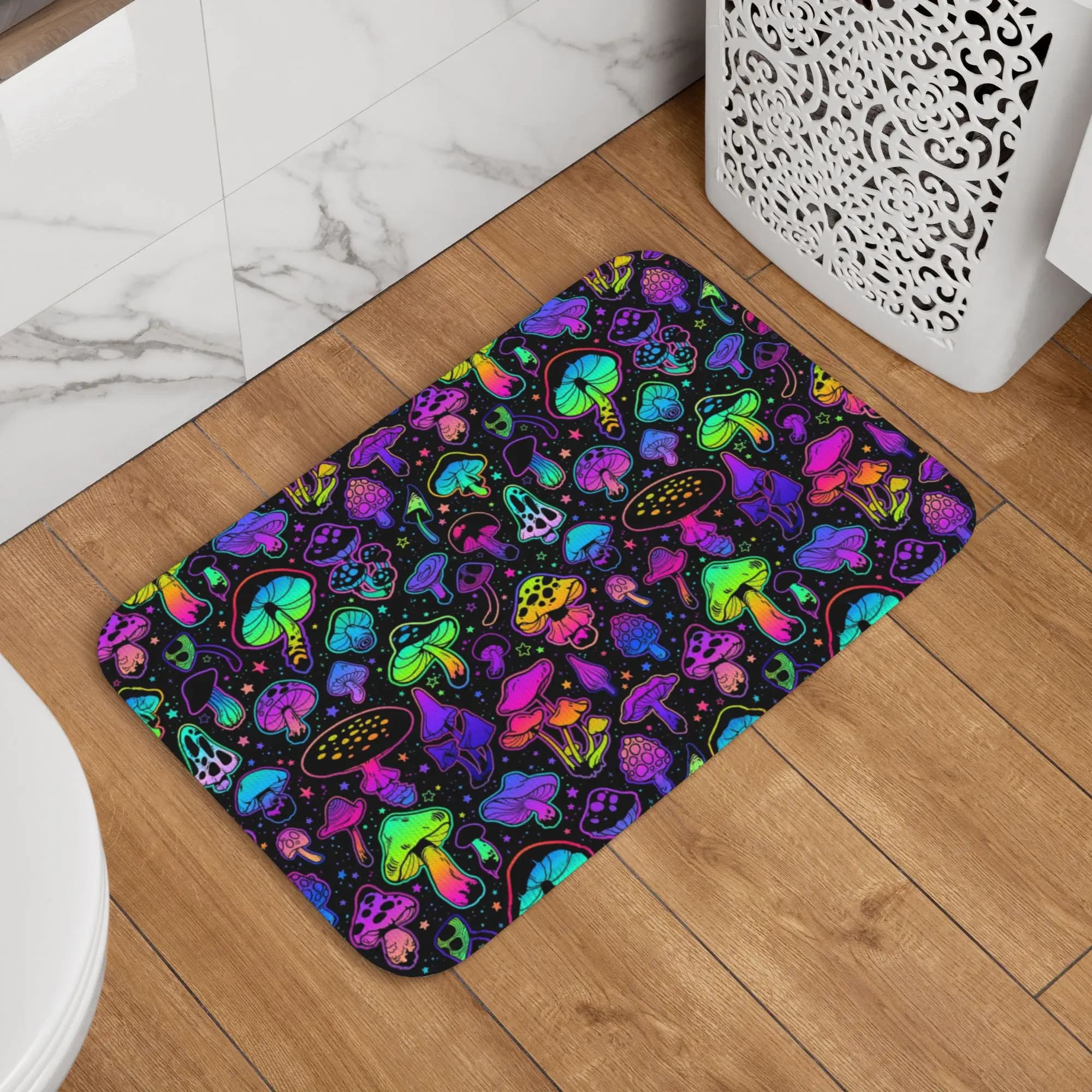 Tappetino Personalizzato con Funghi Psichedelici, Antiscivolo, ad Asciugatura Rapida, per Interni, Ingresso, Bagno, Tappeto Decorativo